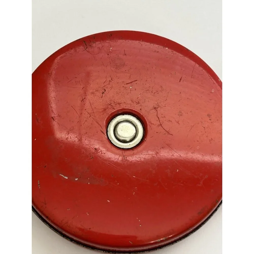 Vintage Red Walsco 50 Ft. Cloth Measuring Tape Milford CT USA Winding Mechanism - Picture 7 of 7
